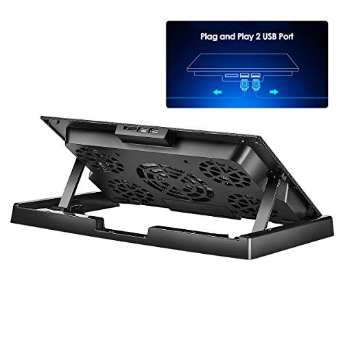 Olliwon Base de Refrigeración para Ordenador Portátil,5 Ventiladores Ultrasilenciosos con LED, Velocidad Ajustable, hasta 17.3 Pulgadas con 2 Puertos USB Olliwon Base de Refrigeración para Ordenador Portátil,5 Ventiladores Ultrasilenciosos con LED, Velocidad Ajustable, hasta 17.3 Pulgadas con 2 Puertos USB