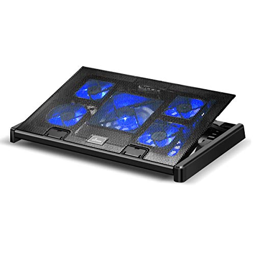 Olliwon Base de Refrigeración para Ordenador Portátil,5 Ventiladores Ultrasilenciosos con LED, Velocidad Ajustable, hasta 17.3 Pulgadas con 2 Puertos USB Olliwon Base de Refrigeración para Ordenador Portátil,5 Ventiladores Ultrasilenciosos con LED, Velocidad Ajustable, hasta 17.3 Pulgadas con 2 Puertos USB