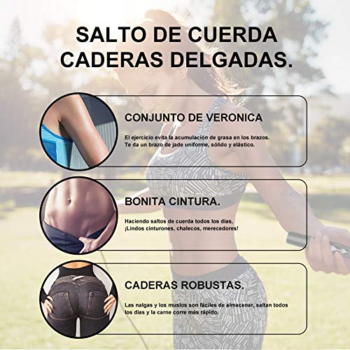 Olymstars Cuerda Saltar, Comba Crossfit para Mujer, Hombre y Niños, Comba Saltar con Ajustable y Ligero Diseño, Cuerda Saltar para Boxeo, Fitness, Pérdida de Grasa y demás, en Casa, Oficina o Gimnasio