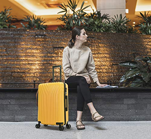 OM HOME Maleta De Viaje Mediana Equipaje De Viaje ABS+PC, Cerradura TSA Ligera Resistente (Yellow, 24 Inch 67CM) OM HOME Maleta De Viaje Mediana Equipaje De Viaje ABS+PC, Cerradura TSA Ligera Resistente (Yellow, 24 Inch 67CM)
