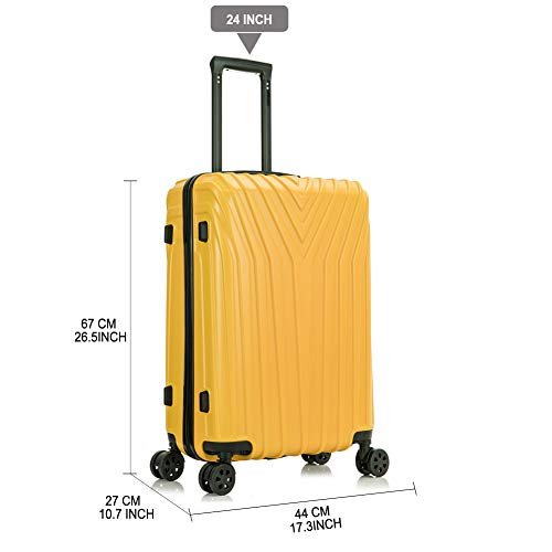 OM HOME Maleta De Viaje Mediana Equipaje De Viaje ABS+PC, Cerradura TSA Ligera Resistente (Yellow, 24 Inch 67CM) OM HOME Maleta De Viaje Mediana Equipaje De Viaje ABS+PC, Cerradura TSA Ligera Resistente (Yellow, 24 Inch 67CM)