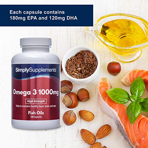 Omega 3 1000mg - ¡Bote para 4 meses! - 360 cápsulas - Con un alto contenido de DHA y EPA - SimplySupplements Omega 3 1000mg - ¡Bote para 4 meses! - 360 cápsulas - Con un alto contenido de DHA y EPA - SimplySupplements