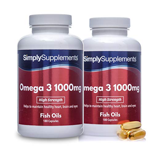 Omega 3 1000mg - ¡Bote para 4 meses! - 360 cápsulas - Con un alto contenido de DHA y EPA - SimplySupplements