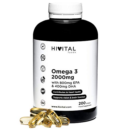 Omega 3 2000 mg | 200 cápsulas para más de 3 meses | Con 800 mg EPA, 400 mg DHA y Vitamina E Natural | El único con Aceite de Pescado Español que contribuye a la salud cardíaca, cerebral y ocular Omega 3 2000 mg | 200 cápsulas para más de 3 meses | Con 800 mg EPA, 400 mg DHA y Vitamina E Natural | El único con Aceite de Pescado Español que contribuye a la salud cardíaca, cerebral y ocular