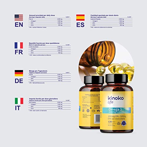 OMEGA 3 2000 mg | EPA 1000 mg| DHA 500 mg | 120 Cápsulas | Pescado Salvaje | Libre de Metales Pesados (Cadmio,Plomo y Mercurio) | Máxima Absorción | Pure Fish Oil | Para Colesterol,Vista y Corazón OMEGA 3 2000 mg | EPA 1000 mg| DHA 500 mg | 120 Cápsulas | Pescado Salvaje | Libre de Metales Pesados (Cadmio,Plomo y Mercurio) | Máxima Absorción | Pure Fish Oil | Para Colesterol,Vista y Corazón