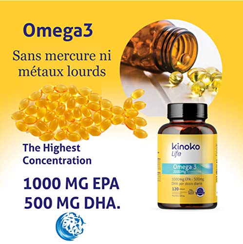 OMEGA 3 2000 mg | EPA 1000 mg| DHA 500 mg | 120 Cápsulas | Pescado Salvaje | Libre de Metales Pesados (Cadmio,Plomo y Mercurio) | Máxima Absorción | Pure Fish Oil | Para Colesterol,Vista y Corazón OMEGA 3 2000 mg | EPA 1000 mg| DHA 500 mg | 120 Cápsulas | Pescado Salvaje | Libre de Metales Pesados (Cadmio,Plomo y Mercurio) | Máxima Absorción | Pure Fish Oil | Para Colesterol,Vista y Corazón