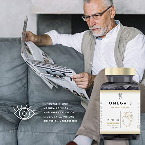 Omega 3 2000mg, 700mg EPA, 500mg DHA. Aceite de Pescado, Vitamina E. Regula el Colesterol, Favorece la Vista, Corazón y Cerebro Saludables. Libre de Metales Pesados.120 Cápsulas. N2 Natural Nutrition Omega 3 2000mg, 700mg EPA, 500mg DHA. Aceite de Pescado, Vitamina E. Regula el Colesterol, Favorece la Vista, Corazón y Cerebro Saludables. Libre de Metales Pesados.120 Cápsulas. N2 Natural Nutrition