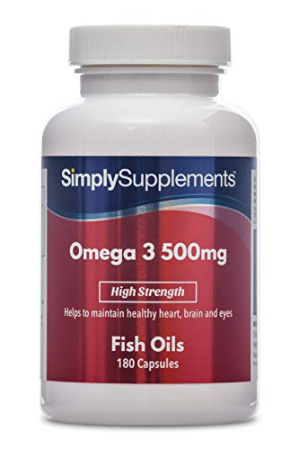 Omega 3 500mg - ¡Bote para 6 meses! -180 cápsulas - Con DHA y EPA - SimplySupplements