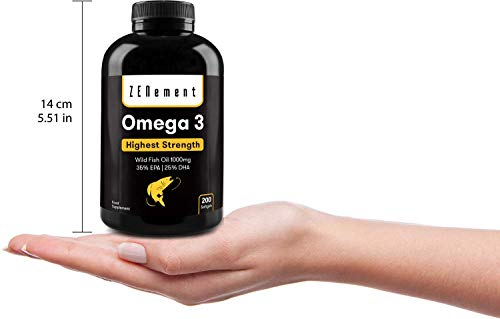 Omega-3 Aceite de Pescado Salvaje | 1000 mg x 200 Perlas | Máxima concentración: 35% EPA + 25% DHA | Favorece la salud cardiovascular, de las articulaciones, y la función cerebral | 100% Natural