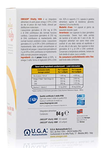 OMEGOR® Vitality 1000: ¡NUEVO con un 90% de Omega-3 TG! 5 * IFOS certificado desde 2006. EPA 535 mg y DHA 268 mg por perla. Min. Estructura 90% de triglicéridos y destilación molecular, 60 cps. OMEGOR® Vitality 1000: ¡NUEVO con un 90% de Omega-3 TG! 5 * IFOS certificado desde 2006. EPA 535 mg y DHA 268 mg por perla. Min. Estructura 90% de triglicéridos y destilación molecular, 60 cps.