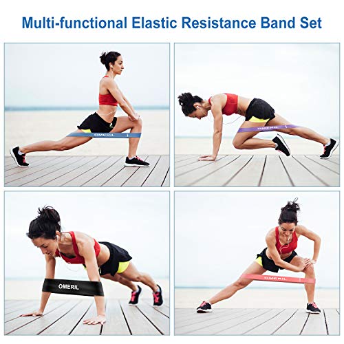 OMERIL Bandas de Resistencia, Bandas Elasticas Fitness con 4 Niveles Ejercicios, Cinta Elastica Negra Más Ancha y Fuerte, Bueno para Glúteos, Piernas, Brazos, Yoga, Pilates, Crossfit, Mujer y Hombre