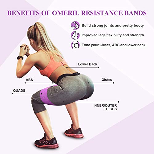 OMERIL Bandas Elasticas Musculacion, Antideslizantes Bandas de Resistencia de Tela, Cintas Elasticas para Gluteos, Cadera, Piernas, Brazos, Yoga, Pilates, Crossfit, Fitness, Ejercicios