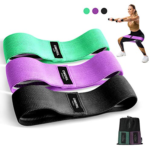 OMERIL Bandas Elasticas Musculacion, Antideslizantes Bandas de Resistencia de Tela, Cintas Elasticas para Gluteos, Cadera, Piernas, Brazos, Yoga, Pilates, Crossfit, Fitness, Ejercicios