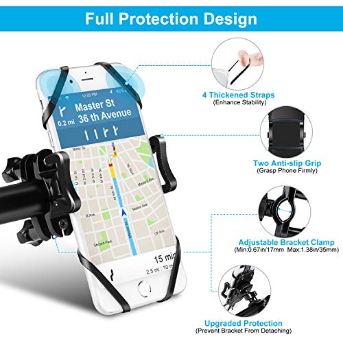 OMERIL Soporte Movil Bicicleta y Moto, Anti Vibración Soporte Movil Bici Universal con 360° Rotación para iPhone X/8/7, Samsung S9/S8, Huawei P20, Xiaomi RedMi Note 9, GPS y 3.5"- 6.3" Dispositivos