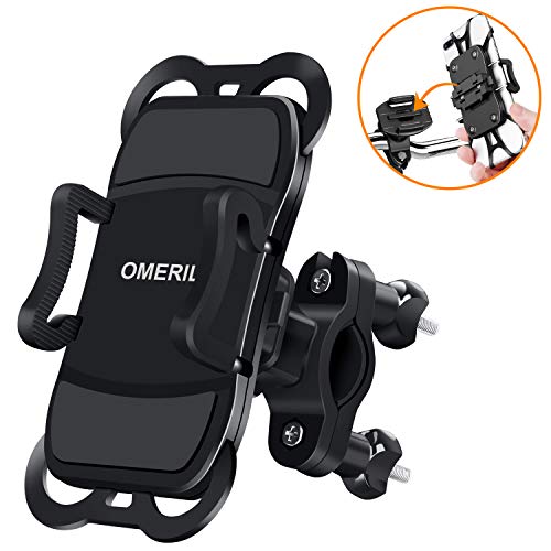 OMERIL Soporte Movil Bicicleta y Moto, Anti Vibración Soporte Movil Bici Universal con 360° Rotación para iPhone X/8/7, Samsung S9/S8, Huawei P20, Xiaomi RedMi Note 9, GPS y 3.5"- 6.3" Dispositivos