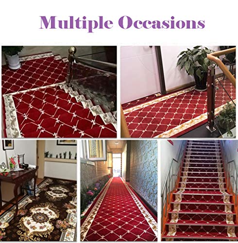 Ommda Alfombras de Pasillo a Medida Antideslizante Modernas Largas por Metros 3D Flor Impresión 8mm 80x300cm café