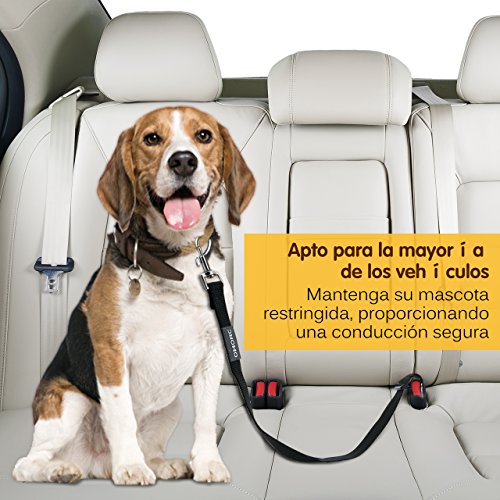 OMORC 2 Cinturón de Seguridad de Coche para Perros, Arnés del Cinturón de Nylon Ajustable Universal para trasportar Mascotas 2pcs/Pack Más Duradero【Versión Mejorada】