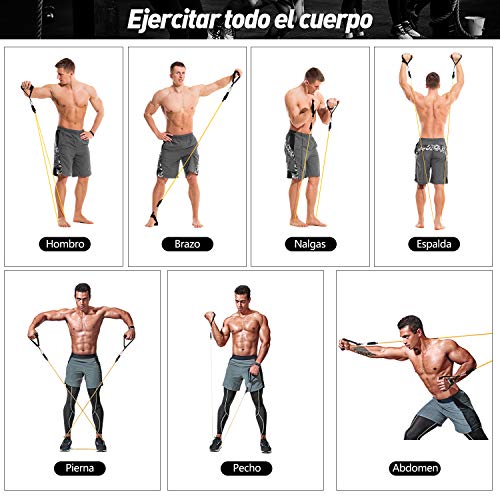 OMORC Bandas Elasticas, Cintas Elásticas, Bandas de Resistencia Látex con Manijas, Gancho de la Puerta, Correa del Tobillo, Adecuado para Fitness OMORC Bandas Elasticas, Cintas Elásticas, Bandas de Resistencia Látex con Manijas, Gancho de la Puerta, Correa del Tobillo, Adecuado para Fitness