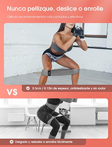 OMORC Bandas Elasticas Gluteos, Bandas Elasticas musculacion, Bandas de Resistencia de 4 Niveles, Cintas Elasticas Antideslizantes, para Cadera, Piernas, Brazos, Yoga, Pilates, Fitness, Crossfit