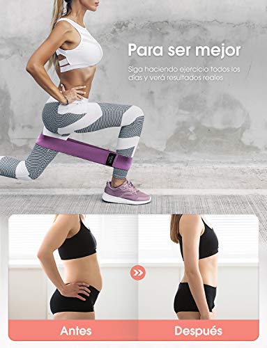 OMORC Bandas Elasticas Gluteos, Bandas Elasticas musculacion, Bandas de Resistencia de 4 Niveles, Cintas Elasticas Antideslizantes, para Cadera, Piernas, Brazos, Yoga, Pilates, Fitness, Crossfit