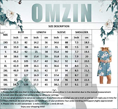OMZIN Vestido Informal de Manga Corta para niñas Camisa Larga Suelta Vestido de Verano Vestido de túnica Vestido de Flores Rojas de Vino 5XL OMZIN Vestido Informal de Manga Corta para niñas Camisa Larga Suelta Vestido de Verano Vestido de túnica Vestido de Flores Rojas de Vino 5XL