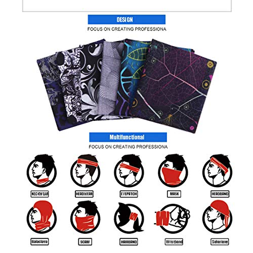 (One size, Black color Series) - 6 PCS Seamless Multifunctional Headwear Bandana Scarf Tube Elastic Headband UV Resistance Headwrap for Running Riding Hiking Yoga Sports (One size, Black color Series) - 6 PCS Seamless Multifunctional Headwear Bandana Scarf Tube Elastic Headband UV Resistance Headwrap for Running Riding Hiking Yoga Sports