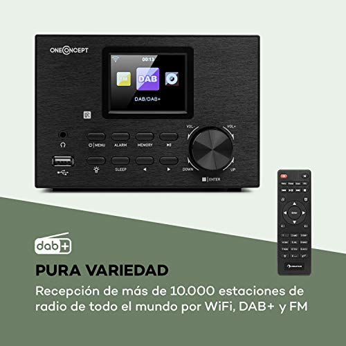 Oneconcept Streamo Equipo estéreo con Radio por Internet - Conexión de Radio por WiFi, Dab/Dab+ y FM , 2 Altavoces de 10 W , Bluetooth , Lector de CD , Conexión: USB, AUX-IN, Negro Oneconcept Streamo Equipo estéreo con Radio por Internet - Conexión de Radio por WiFi, Dab/Dab+ y FM , 2 Altavoces de 10 W , Bluetooth , Lector de CD , Conexión: USB, AUX-IN, Negro
