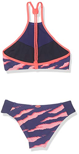 O'NEILL Pg - Bikinis de Cuello Alto para niña, Niñas, Bikinis, 9A8374, Azul AOP con Rosa/Púrpura, 140