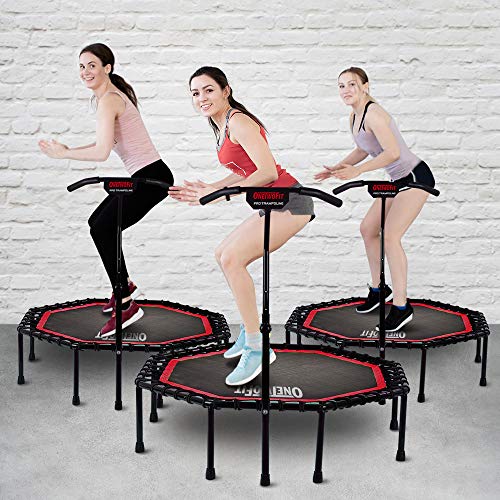 ONETWOFIT 51" Cama Elástica Silenciosa con Manubrio Ajustable, Trampolín Fitness Entrenador de Cardio Salto Rebote Bungee para Adultos OT104