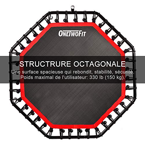 ONETWOFIT 51" Cama Elástica Silenciosa con Manubrio Ajustable, Trampolín Fitness Entrenador de Cardio Salto Rebote Bungee para Adultos OT104