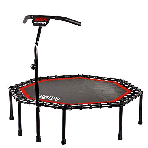 ONETWOFIT 51" Cama Elástica Silenciosa con Manubrio Ajustable, Trampolín Fitness Entrenador de Cardio Salto Rebote Bungee para Adultos OT104