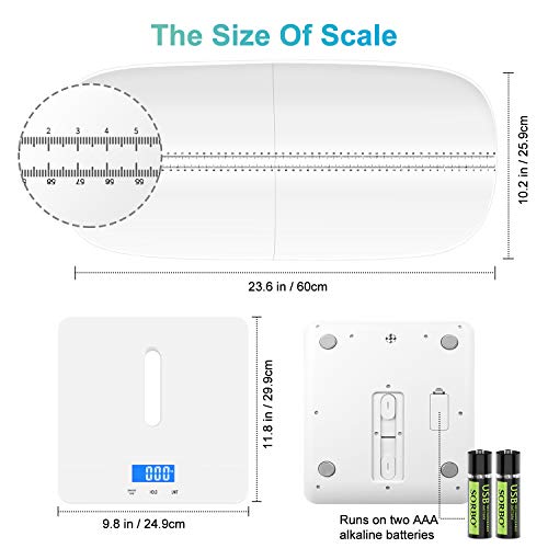 OneTwoThree, balanzas digitales para mascotas diseñadas con precisión, capacidad de 99.8 kilogramos (lb) precisión ± 10 g de peso, bandeja para perros y gatos de 60 cm, color blanco OneTwoThree, balanzas digitales para mascotas diseñadas con precisión, capacidad de 99.8 kilogramos (lb) precisión ± 10 g de peso, bandeja para perros y gatos de 60 cm, color blanco