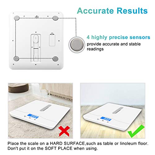 OneTwoThree, balanzas digitales para mascotas diseñadas con precisión, capacidad de 99.8 kilogramos (lb) precisión ± 10 g de peso, bandeja para perros y gatos de 60 cm, color blanco OneTwoThree, balanzas digitales para mascotas diseñadas con precisión, capacidad de 99.8 kilogramos (lb) precisión ± 10 g de peso, bandeja para perros y gatos de 60 cm, color blanco