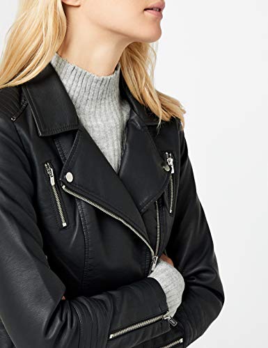 Only Onlgemma Faux Leather Biker Otw Noos Chaqueta, Negro (Black Black), Medium (Talla del Fabricante: 38) para Mujer