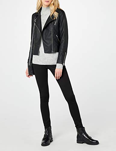 Only Onlgemma Faux Leather Biker Otw Noos Chaqueta, Negro (Black Black), Medium (Talla del Fabricante: 38) para Mujer