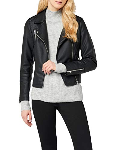 Only Onlgemma Faux Leather Biker Otw Noos Chaqueta, Negro (Black Black), Medium (Talla del Fabricante: 38) para Mujer