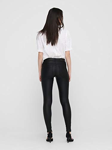 ONLY onlNEW ROYAL REG SK. BIKER COATED NOOS, Pantalones Mujer, Negro (Black), M/L34 (Talla del fabricante: Medium)