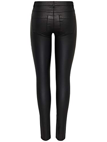 ONLY onlNEW ROYAL REG SK. BIKER COATED NOOS, Pantalones Mujer, Negro (Black), XL/L34 (Talla del fabricante: X-Large)