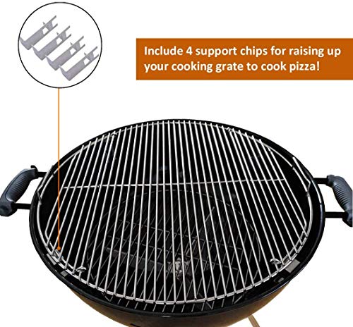 Onlyfire Kit de anillo de pizza de acero inoxidable con asador, kit de barbacoa multifuncional, para asar pollo y cocinar pizza, se adapta a la mayoría de las parrillas de caldera de carbón de 57 cm