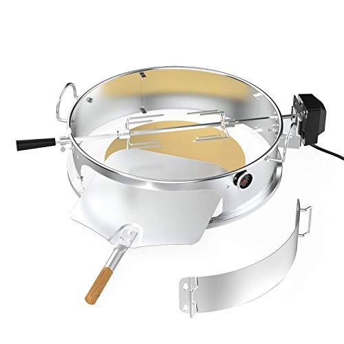Onlyfire Kit de anillo de pizza de acero inoxidable con asador, kit de barbacoa multifuncional, para asar pollo y cocinar pizza, se adapta a la mayoría de las parrillas de caldera de carbón de 57 cm Onlyfire Kit de anillo de pizza de acero inoxidable con asador, kit de barbacoa multifuncional, para asar pollo y cocinar pizza, se adapta a la mayoría de las parrillas de caldera de carbón de 57 cm