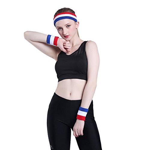 ONUPGO Banda para el sudor para hombres y mujeres, 3 diademas deportivas que absorben la humedad atlética de algodón de rizo para la cabeza ONUPGO Banda para el sudor para hombres y mujeres, 3 diademas deportivas que absorben la humedad atlética de algodón de rizo para la cabeza