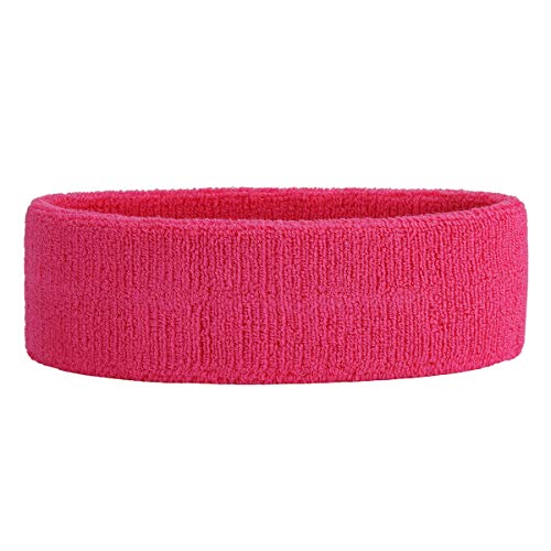 ONUPGO Juego de muñequeras para niños – banda de algodón atlético para el sudor para deportes (1 diadema + 2 pulseras) (rosa)