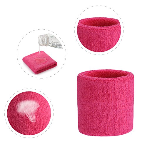 ONUPGO Juego de muñequeras para niños – banda de algodón atlético para el sudor para deportes (1 diadema + 2 pulseras) (rosa)