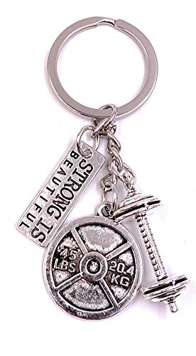 Onwomania Llavero Mancuerna Entrenamiento Culturismo Gimnasio Centro de Estudio Colgante de Metal Plateado Charm Onwomania Llavero Mancuerna Entrenamiento Culturismo Gimnasio Centro de Estudio Colgante de Metal Plateado Charm