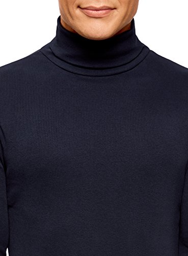 oodji Ultra Hombre Suéter de Cuello Alto Básico de Algodón, Azul, ES 44 / XS oodji Ultra Hombre Suéter de Cuello Alto Básico de Algodón, Azul, ES 44 / XS