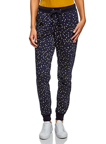 oodji Ultra Mujer Pantalones de Punto con Cordones, Azul, ES 34 / XXS