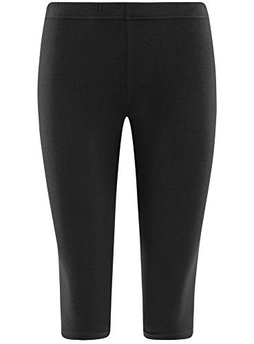 oodji Ultra Mujer Pantalones Piratas Básicos de Punto, Negro, 40