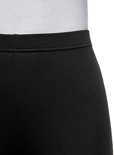 oodji Ultra Mujer Pantalones Piratas Básicos de Punto, Negro, 40