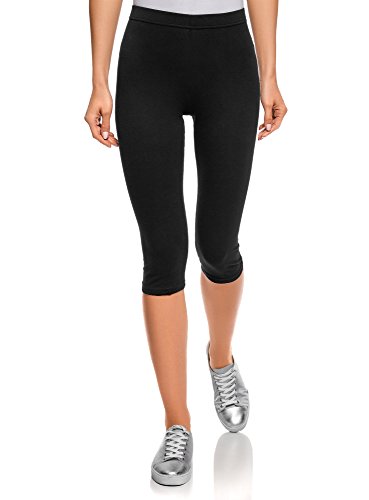 oodji Ultra Mujer Pantalones Piratas Básicos de Punto, Negro, 40 oodji Ultra Mujer Pantalones Piratas Básicos de Punto, Negro, 40