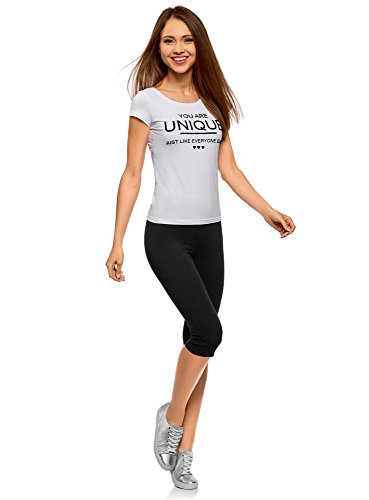oodji Ultra Mujer Pantalones Piratas Básicos de Punto, Negro, 40 oodji Ultra Mujer Pantalones Piratas Básicos de Punto, Negro, 40
